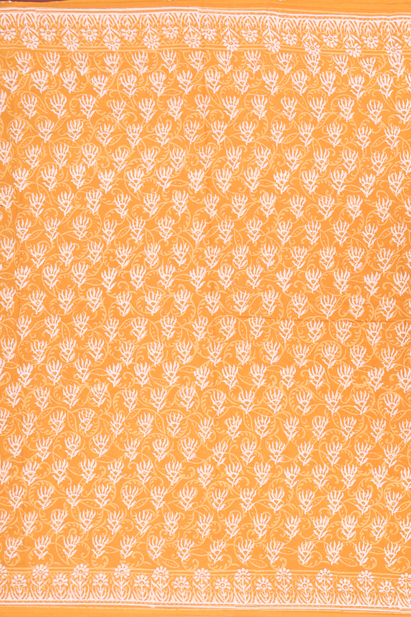 Jaipur Cotton Saree In Orange With Printed Design