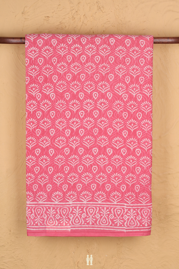 Jaipur Cotton Saree In Pink With Printed Design