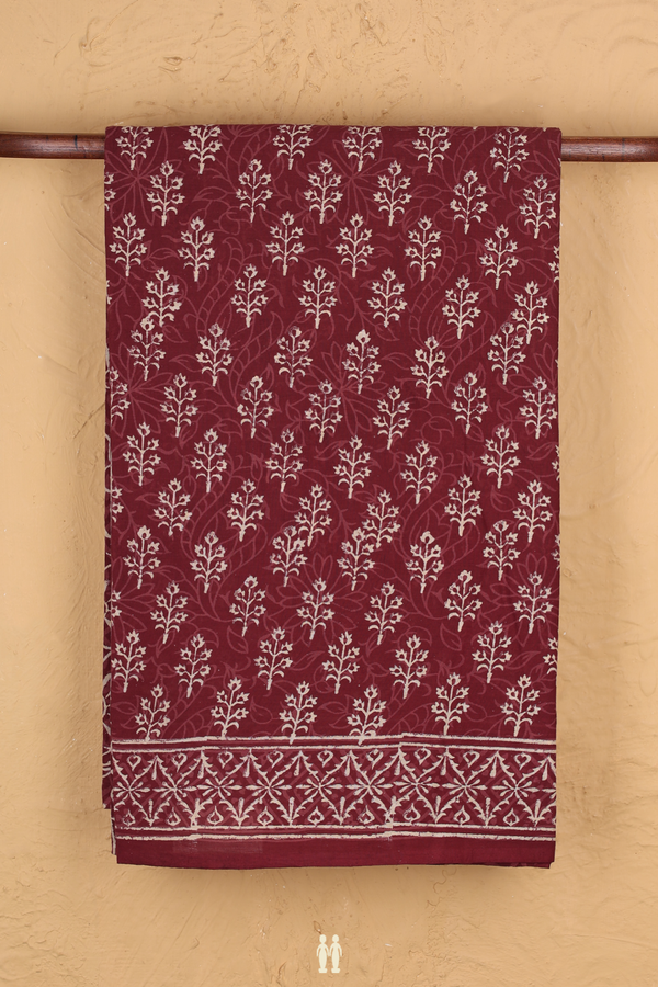Jaipur Cotton Saree In Blush Mulberry With Printed Design