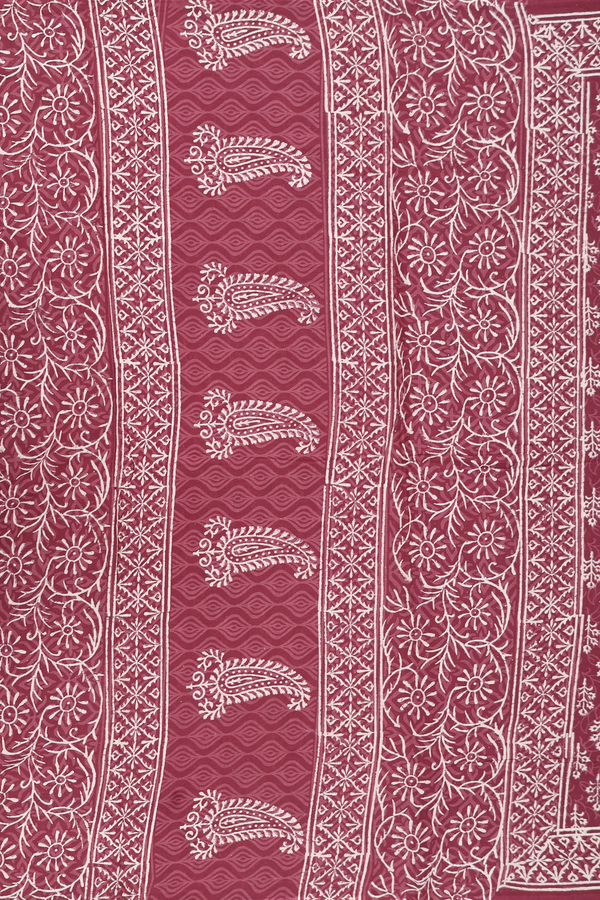 Jaipur Cotton Saree In Blush Mulberry With Printed Design
