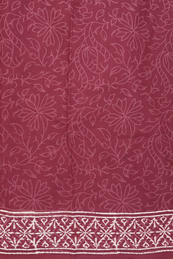 Jaipur Cotton Saree In Blush Mulberry With Printed Design