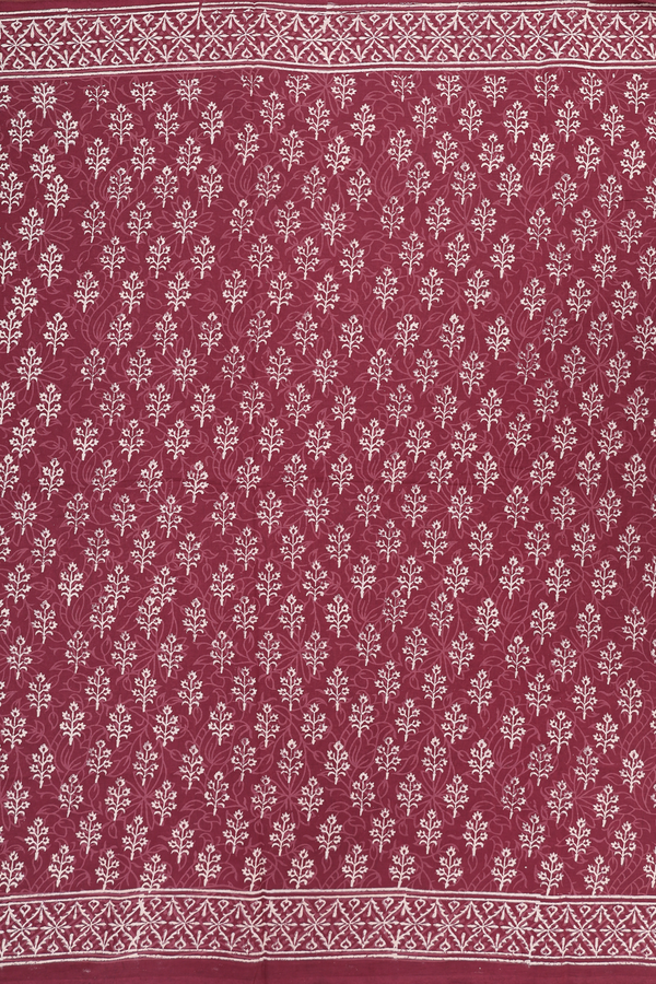 Jaipur Cotton Saree In Blush Mulberry With Printed Design