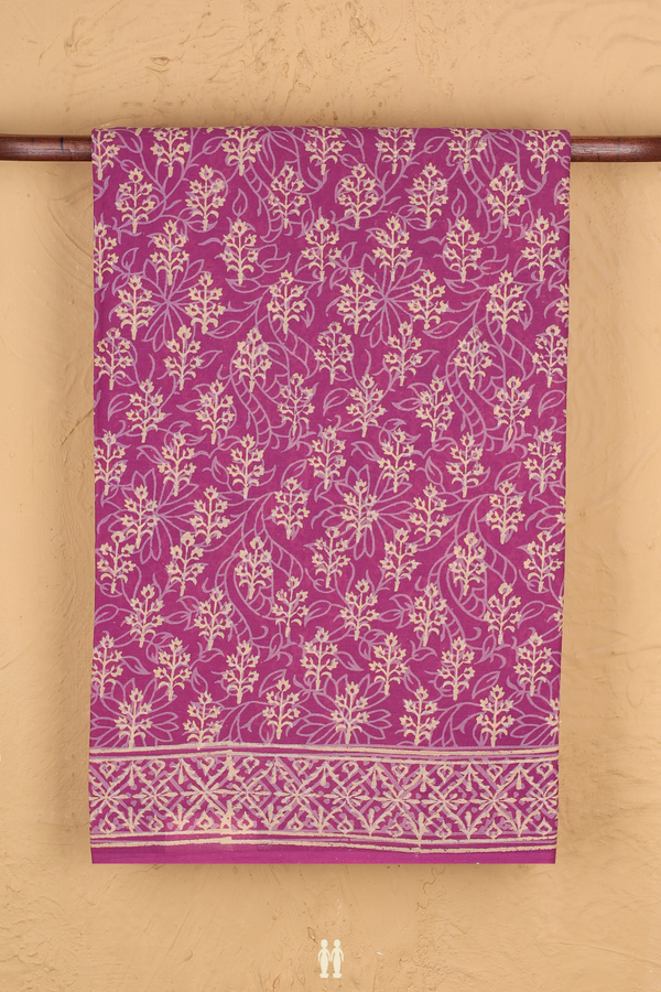 Jaipur Cotton Saree In Purple With Printed Design