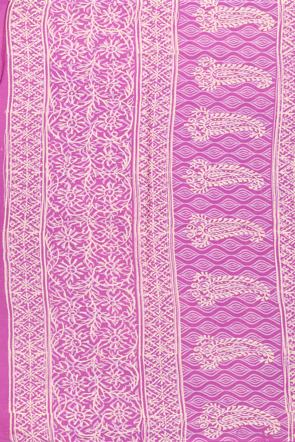 Jaipur Cotton Saree In Purple With Printed Design