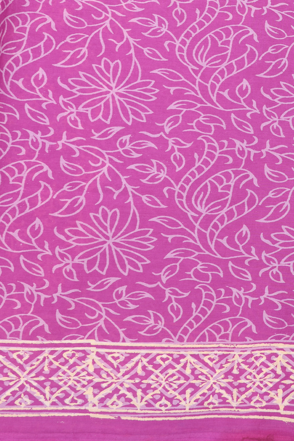 Jaipur Cotton Saree In Purple With Printed Design