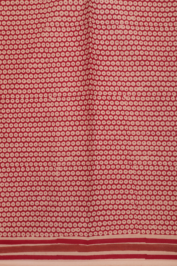 Jaipur Cotton Saree In Ruby Red With Floral Design