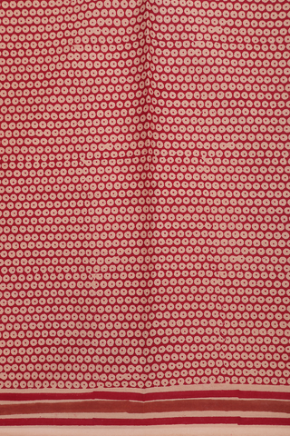 Jaipur Cotton Saree In Ruby Red With Floral Design
