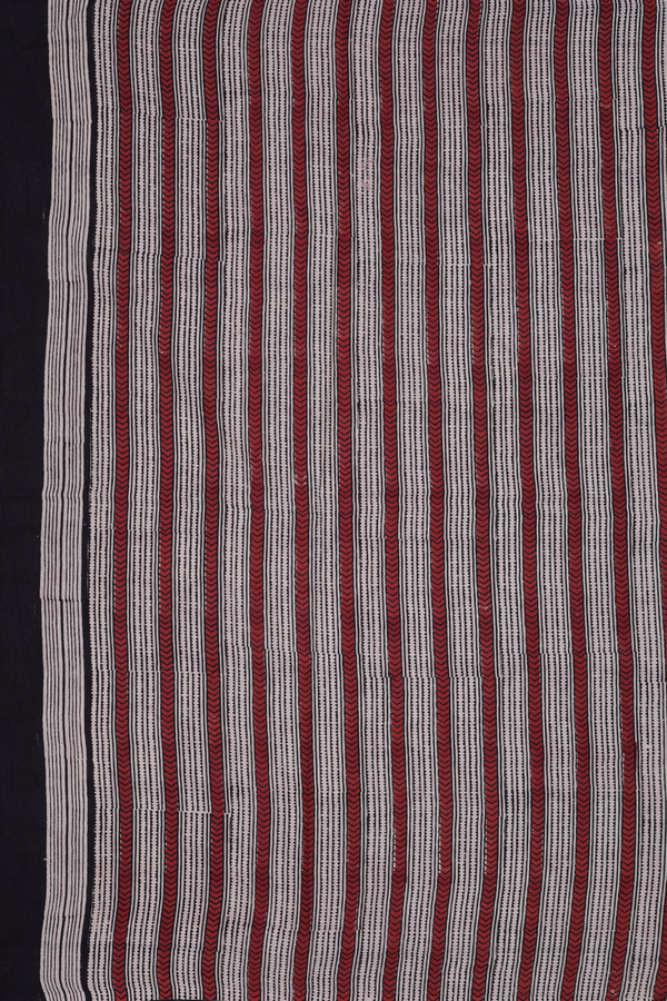 Jaipur Cotton Saree In Rust Red With Floral Design