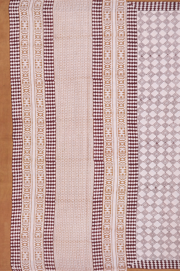 Jaipur Cotton Saree In Beige With Printed Design