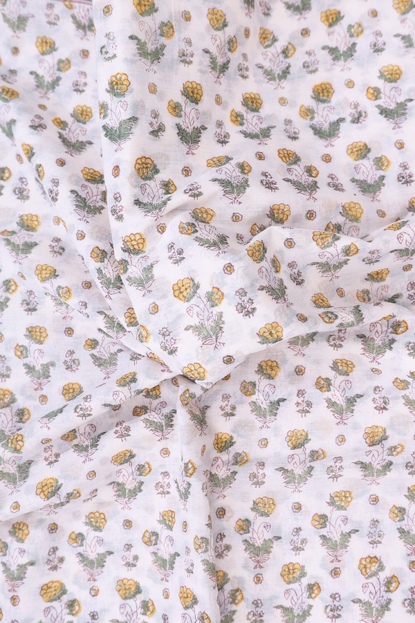 Jaipur Cotton Saree In White With Floral Printed Design