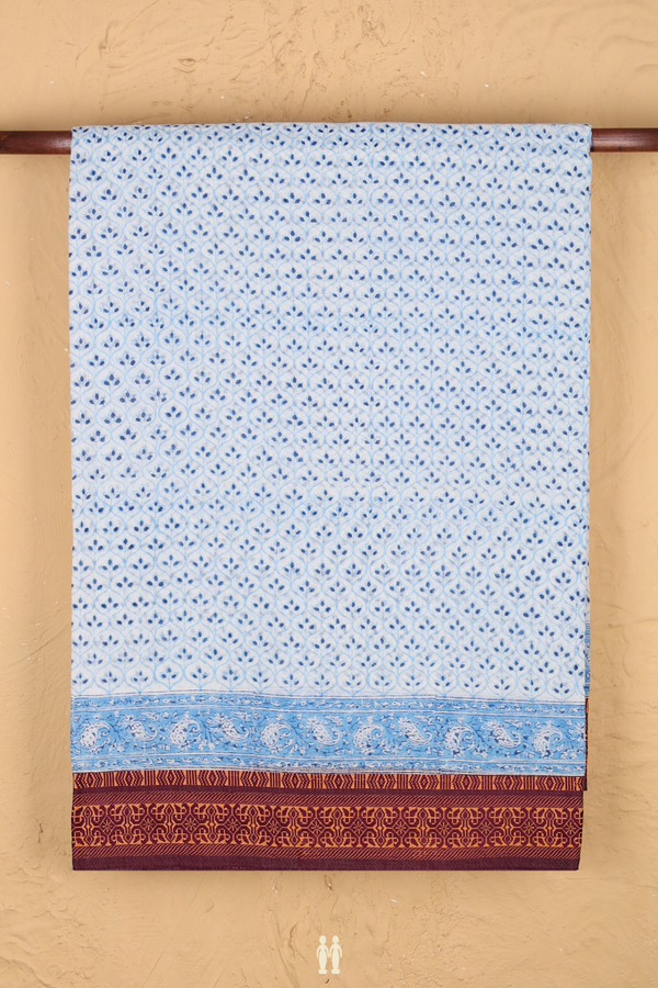 Jaipur Cotton Saree In White With Printed Design