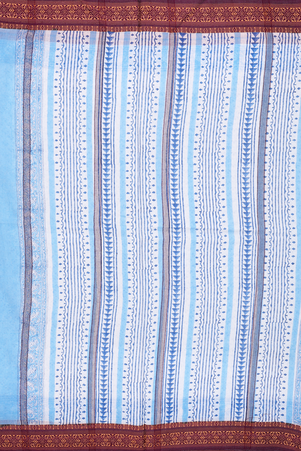Jaipur Cotton Saree In White With Printed Design