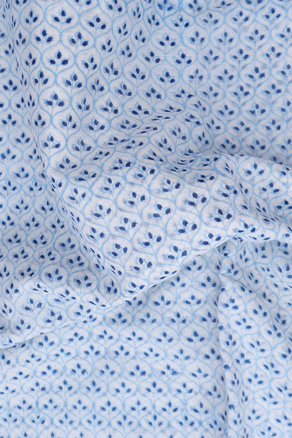 Jaipur Cotton Saree In White With Printed Design
