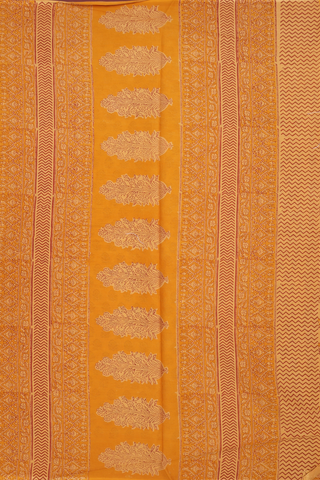 Jaipur Cotton Saree In Yam Yellow With Floral Design