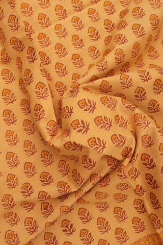 Jaipur Cotton Saree In Yam Yellow With Floral Design
