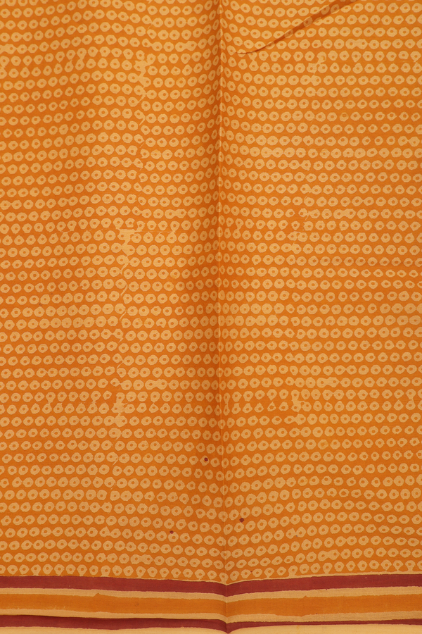 Jaipur Cotton Saree In Yam Yellow With Floral Design
