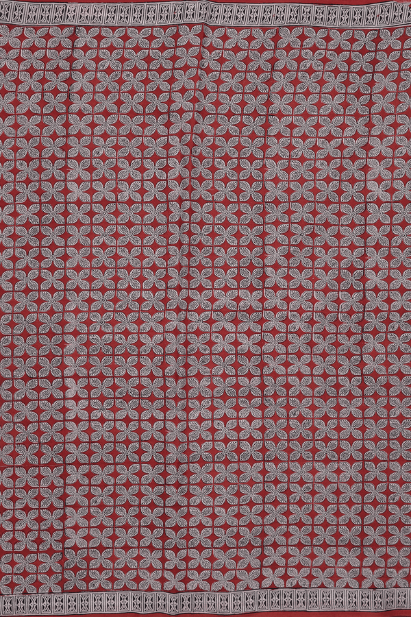 Jaipur Printed Cotton Saree Burnt Orange With Floral Design