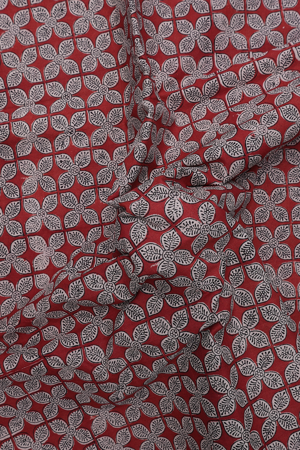 Jaipur Printed Cotton Saree Burnt Orange With Floral Design