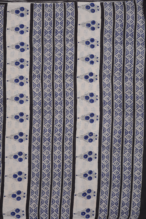 Jaipur Printed Cotton Saree In Beige With Floral Design