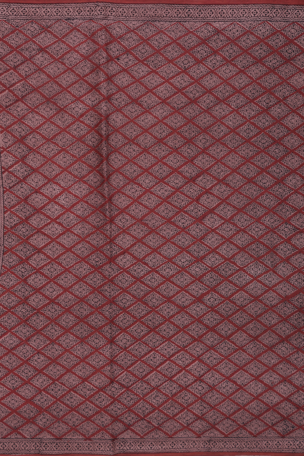 Jaipur Printed Cotton Saree In Brown With Diamond Design