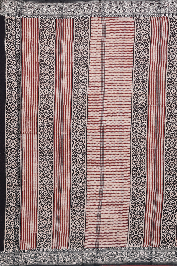 Jaipur Printed Cotton Saree In Brown With Floral Design