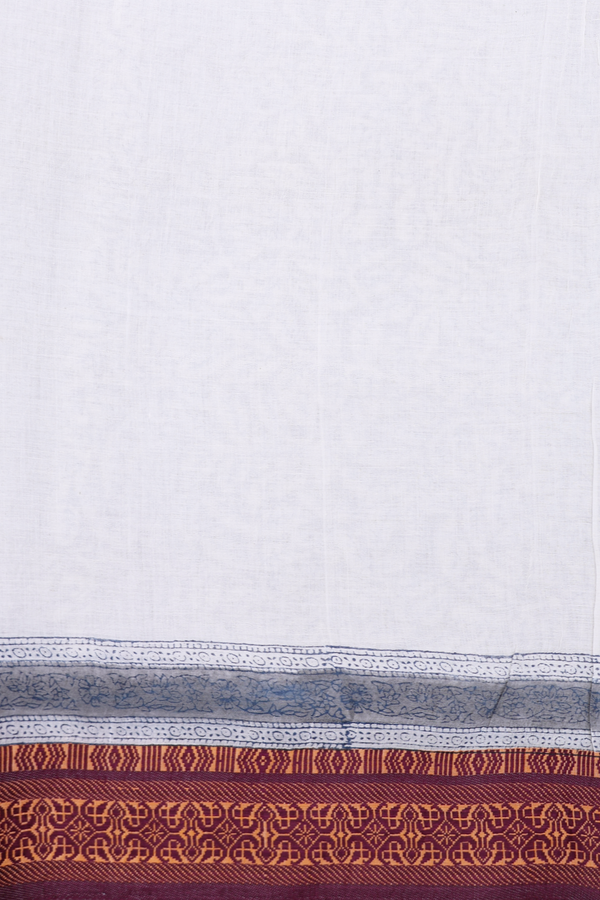 Jaipur Printed Cotton Saree In Grey With Leaf Design