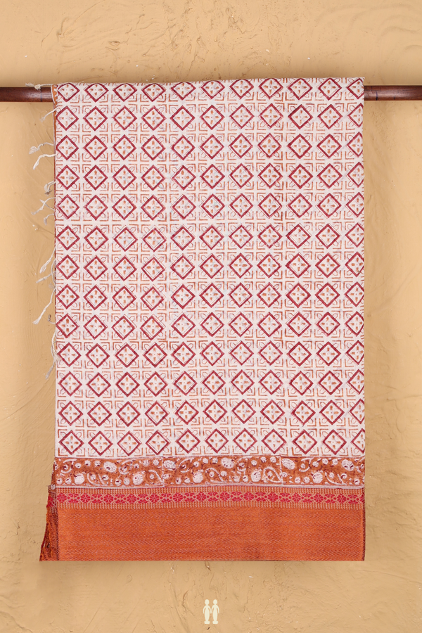 Jaipur Printed Cotton Saree In White With Allover Design