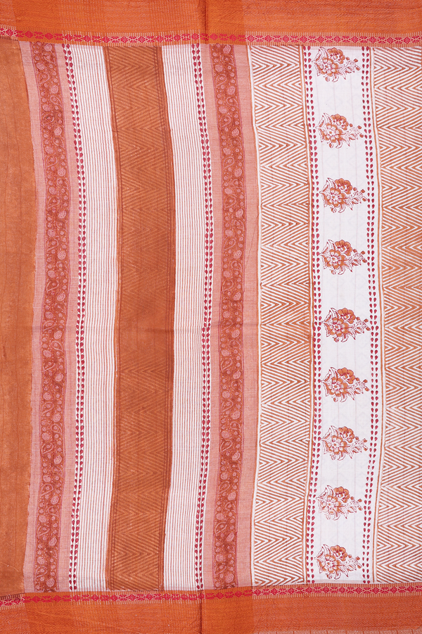 Jaipur Printed Cotton Saree In White With Allover Design