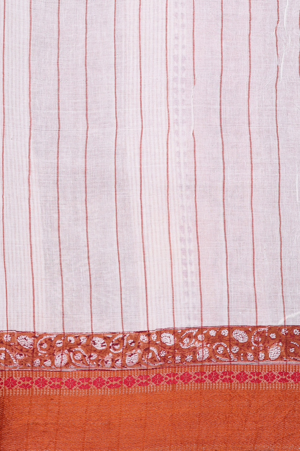 Jaipur Printed Cotton Saree In White With Allover Design