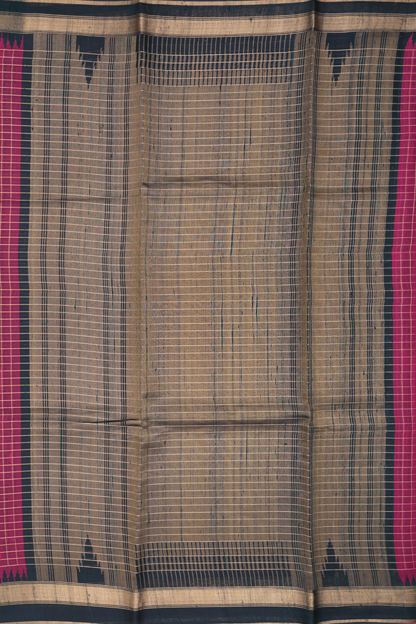 Jute Saree In Berry Purple With Checks Design