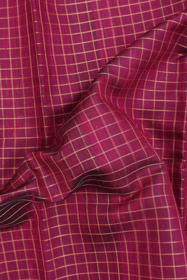 Jute Saree In Berry Purple With Checks Design