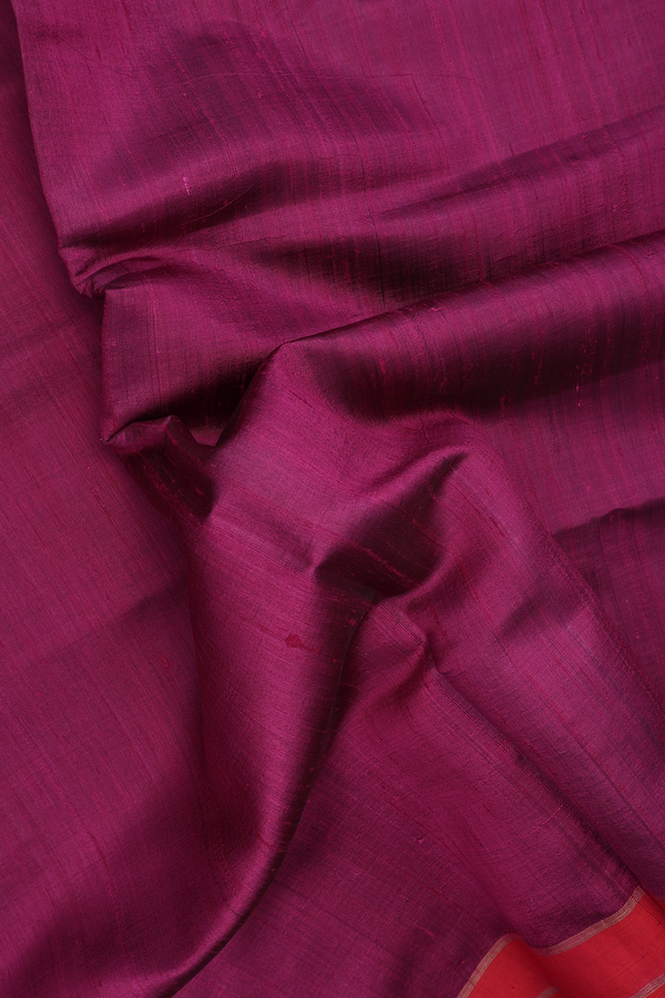 Jute Saree In Berry Purple With Contrast Border
