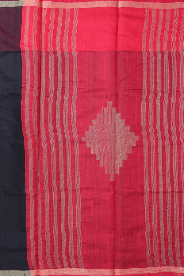 Jute Saree In Black With Temple Border