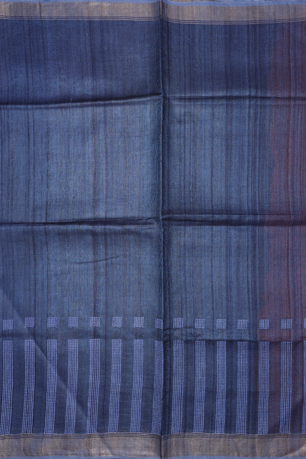 Jute Saree In Blue With Threadwork Design