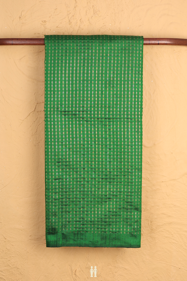 Jute Saree In Bold Green With Zari Buttis
