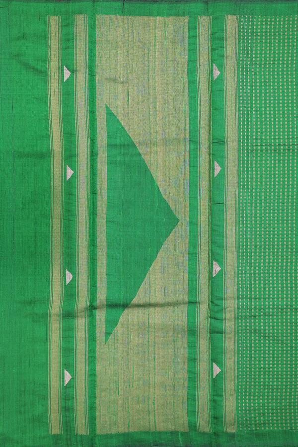 Jute Saree In Bold Green With Zari Buttis