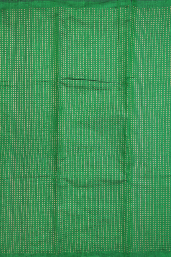 Jute Saree In Bold Green With Zari Buttis