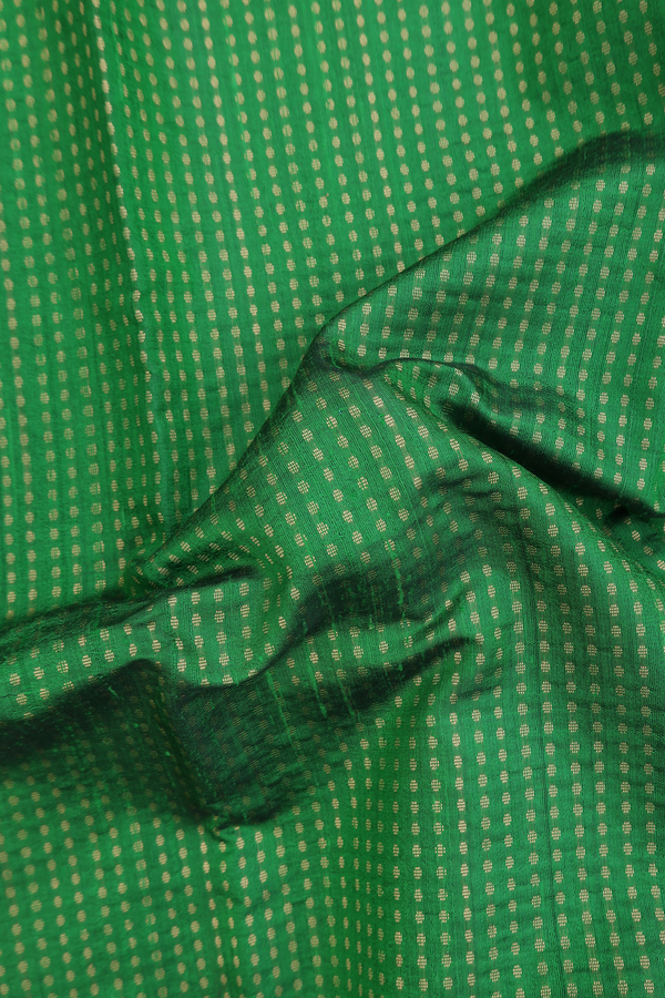 Jute Saree In Bold Green With Zari Buttis