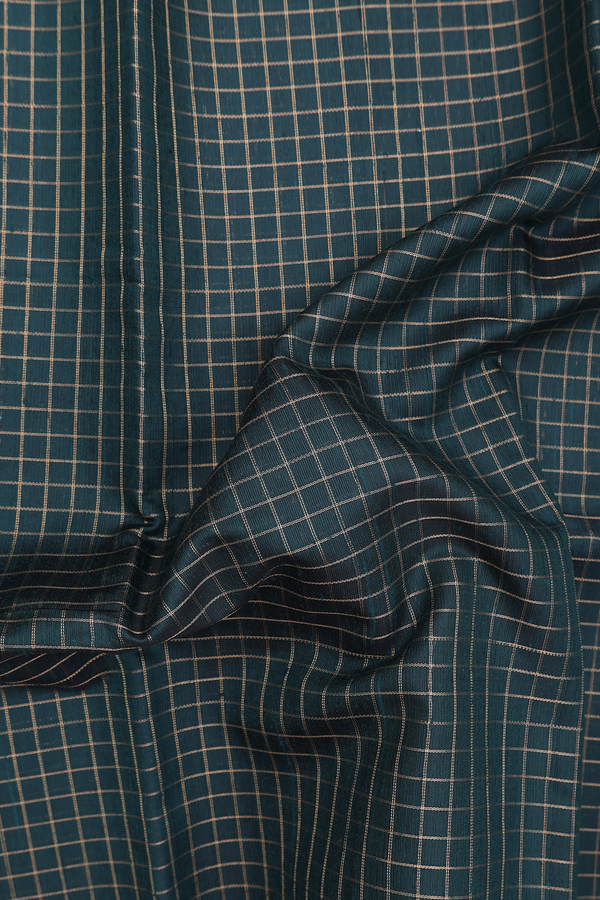 Jute Saree In Bottle Green With Checks Design