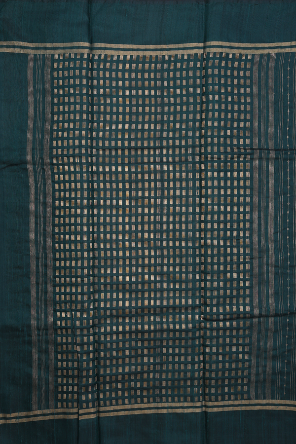 Jute Saree In Bottle Green With Stripes Design