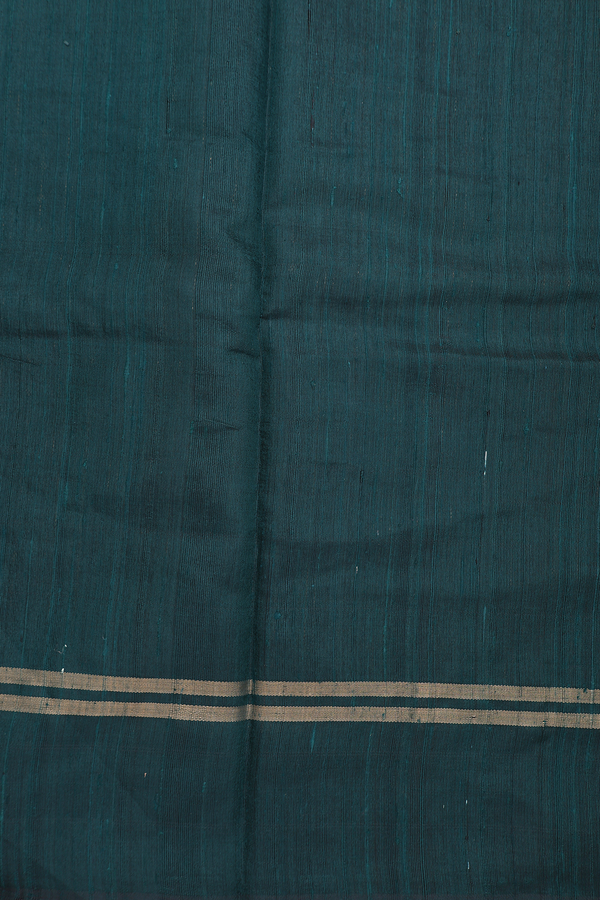 Jute Saree In Bottle Green With Stripes Design