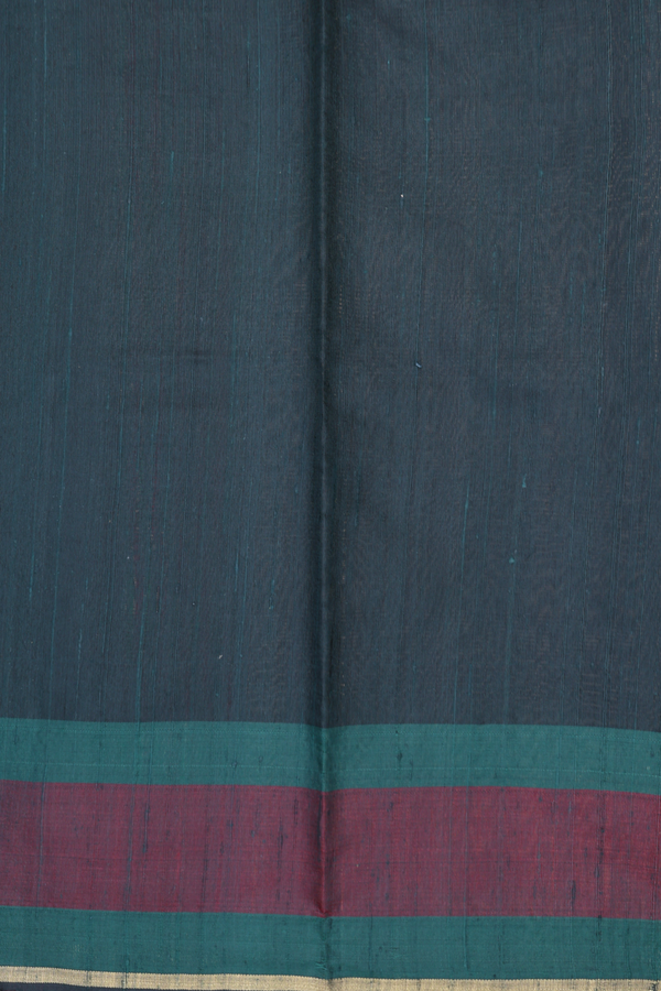Jute Saree In Bottle Green With Zari Buttas