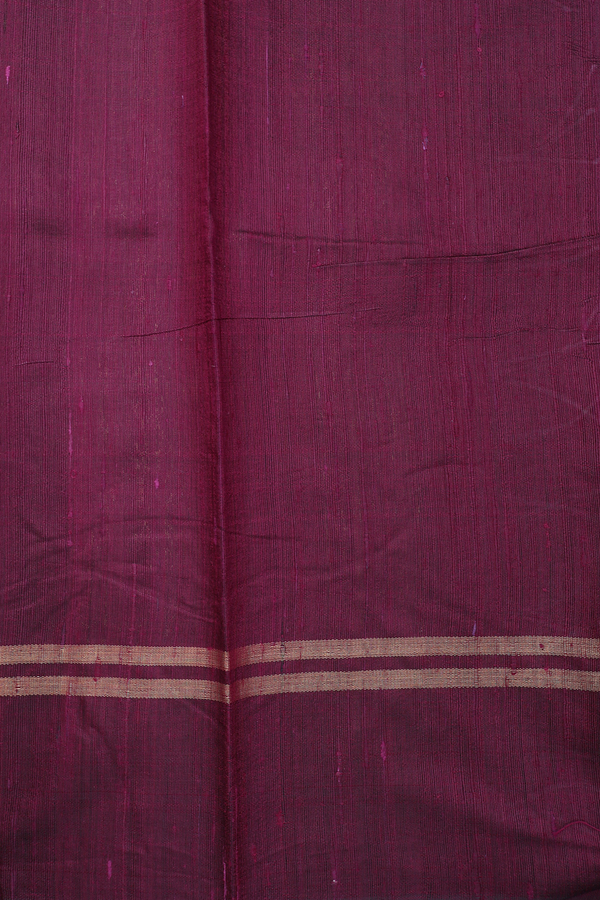 Jute Saree In Burgundy Red With Zari Buttas