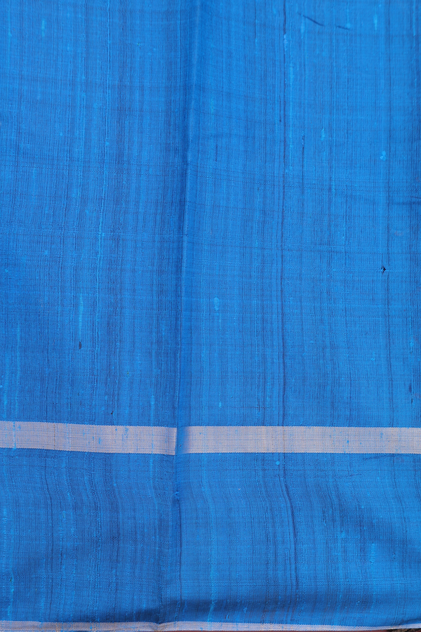 Jute Saree In Cerulean Blue With Floral Buttas