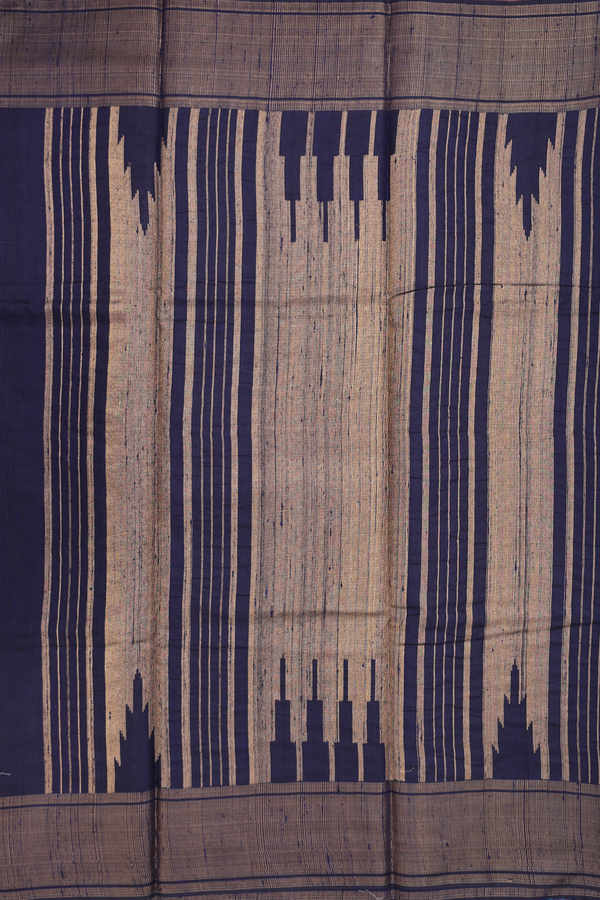 Jute Saree In Cerulean Blue With Stripes Design