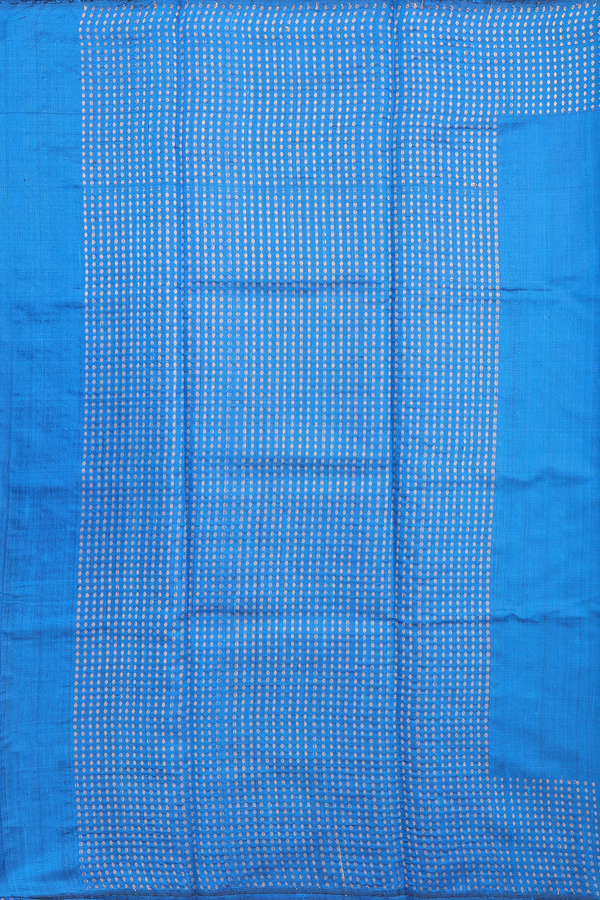 Jute Saree In Cerulean Blue With Zari Border