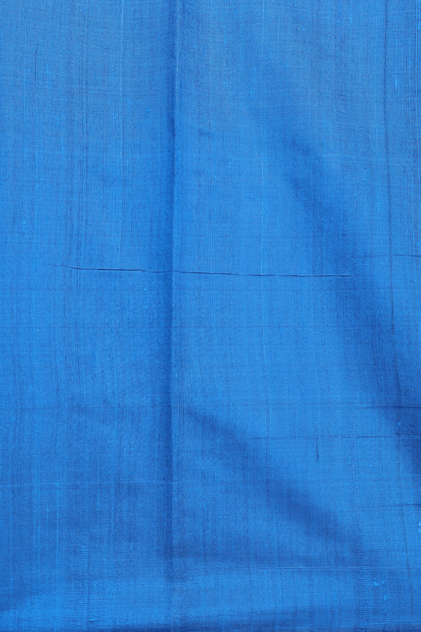 Jute Saree In Cerulean Blue With Zari Border