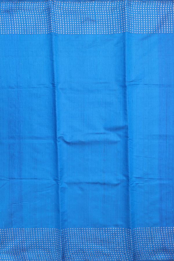 Jute Saree In Cerulean Blue With Zari Border