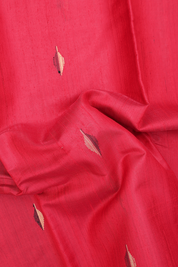 Jute Saree In Chilli Red With Allover Buttas