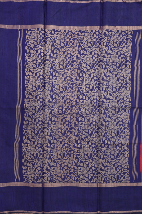 Jute Saree In Chilli Red With Zari Buttas